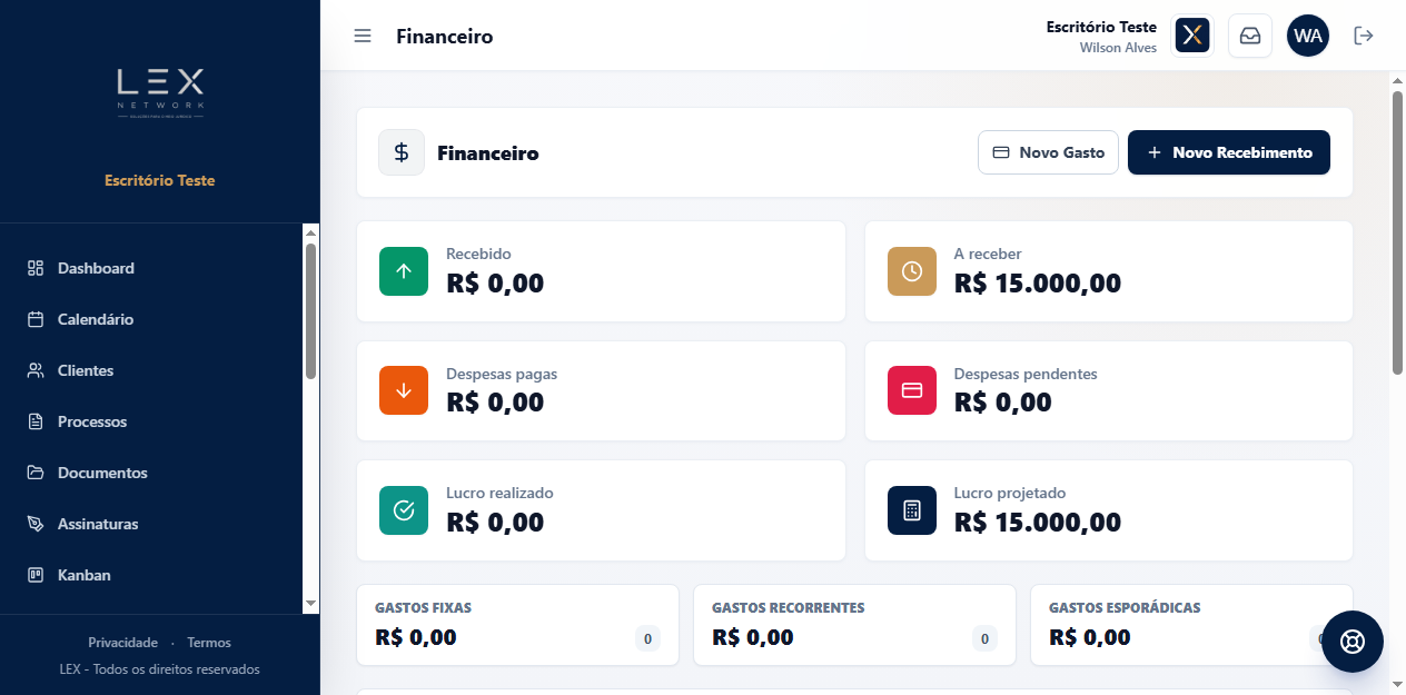 Financeiro do Lex Network